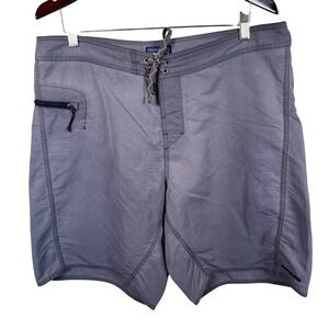 Patagonia Men's Gray Board Shorts‎ Swim Trunks Elastic Drawstring Pocket